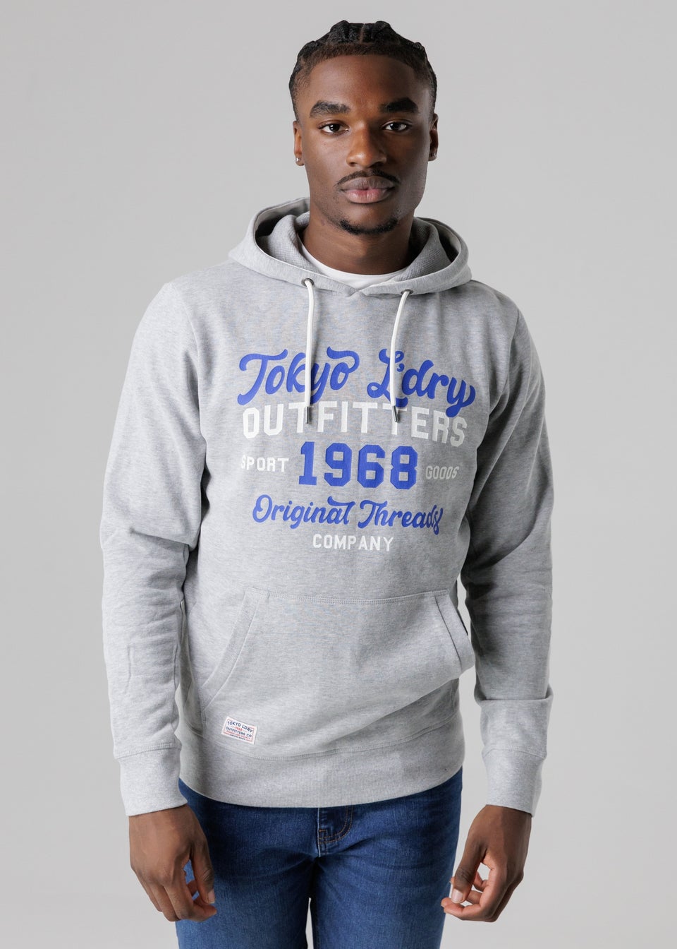 Tokyo Laundry Light Grey Cotton Blend Drawcord Hoody