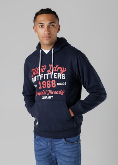 Tokyo Laundry Navy Cotton Blend Drawcord Hoody