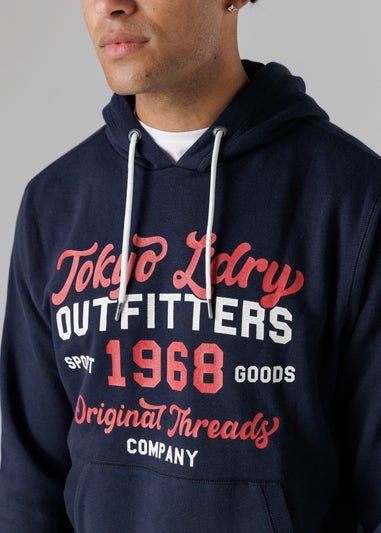 Tokyo Laundry Navy Cotton Blend Drawcord Hoody