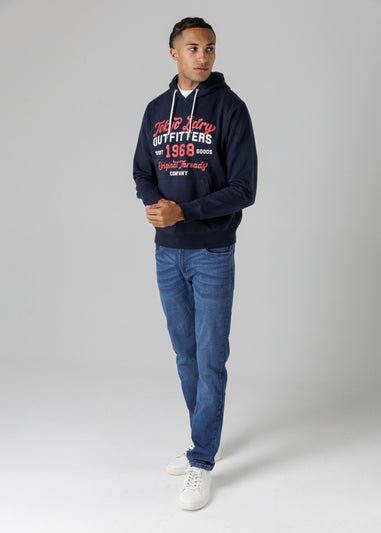 Tokyo Laundry Navy Cotton Blend Drawcord Hoody