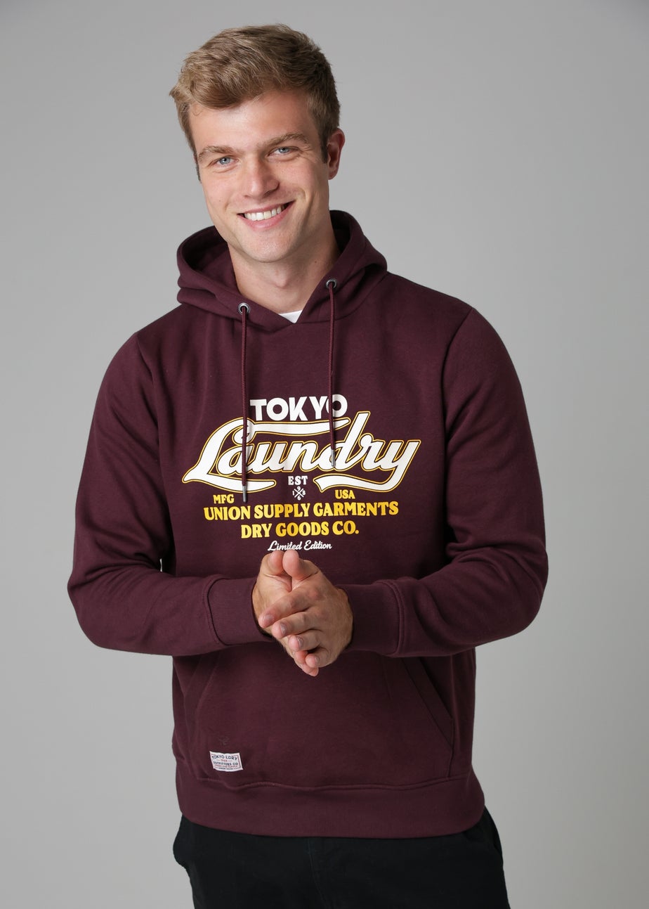 Tokyo Laundry Burgundy Cotton Blend Drawcord Hoody