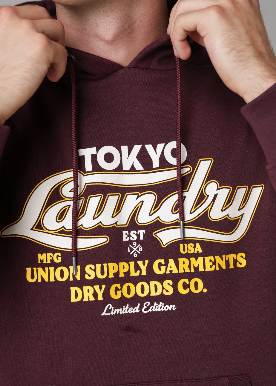Tokyo Laundry Burgundy Cotton Blend Drawcord Hoody