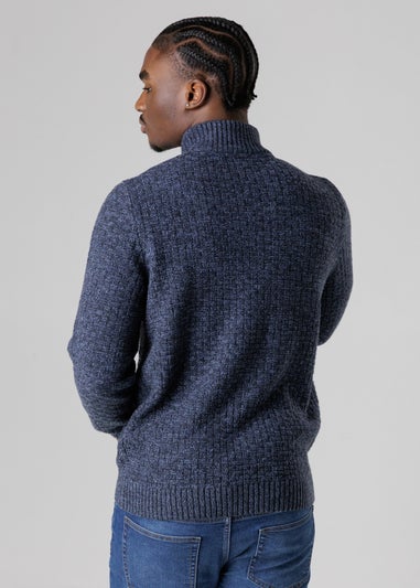 Tokyo Laundry Dark Blue Quarter Zip Basket Stitch Jumper