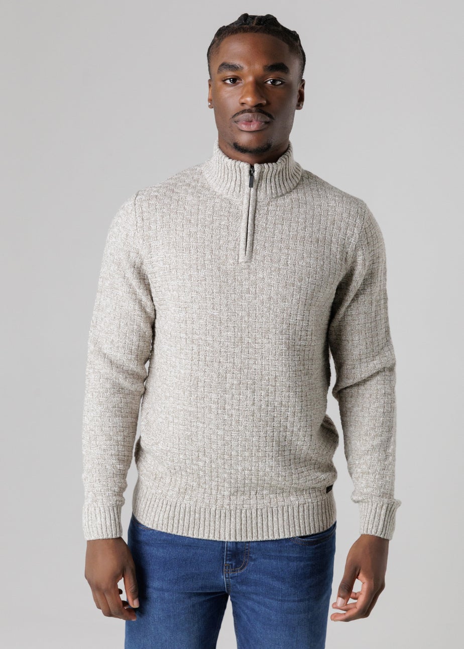 Tokyo Laundry Natural Quarter Zip Basket Stitch Jumper