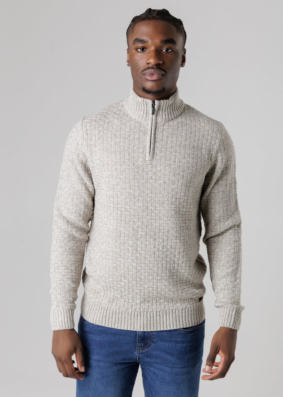 Tokyo Laundry Natural Quarter Zip Basket Stitch Jumper