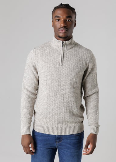 Tokyo Laundry Natural Quarter Zip Basket Stitch Jumper