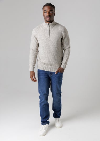 Tokyo Laundry Natural Quarter Zip Basket Stitch Jumper