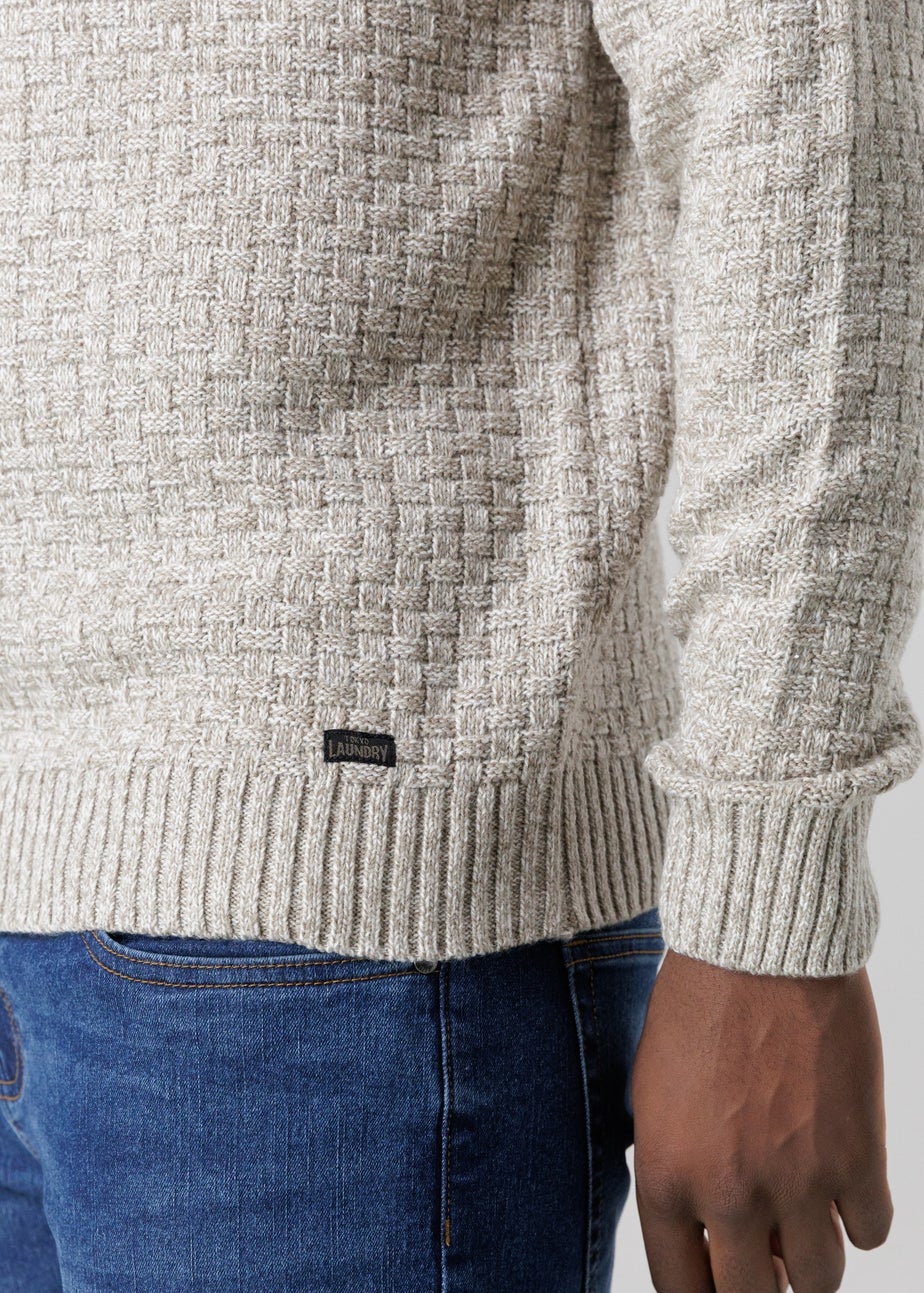 Tokyo Laundry Natural Quarter Zip Basket Stitch Jumper