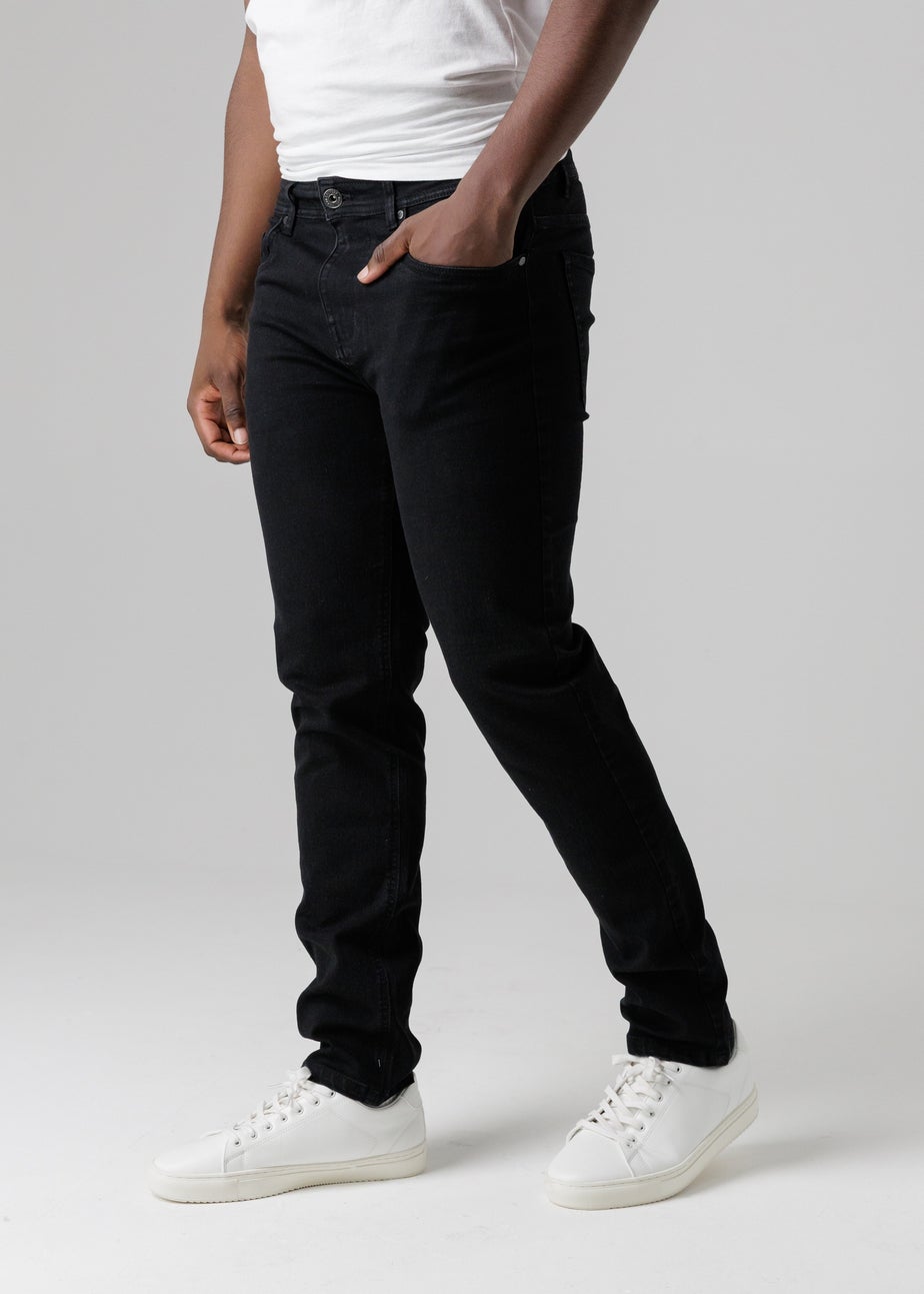 Tokyo Laundry Black Straight Fit Cotton Blend Jeans