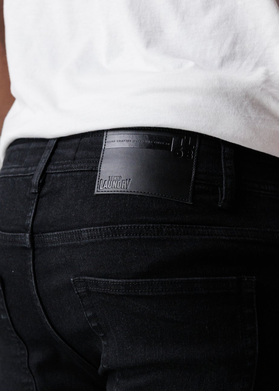 Tokyo Laundry Black Straight Fit Cotton Blend Jeans