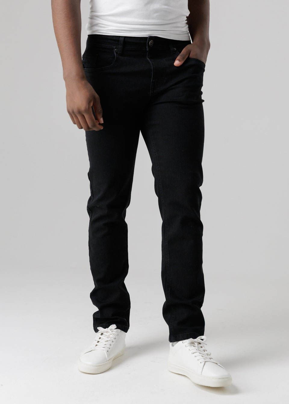 Tokyo Laundry Black Straight Fit Cotton Blend Jeans