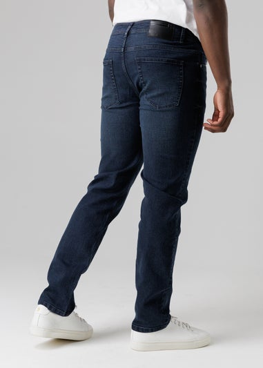 Tokyo Laundry Dark Blue Straight Fit Cotton Blend Jeans