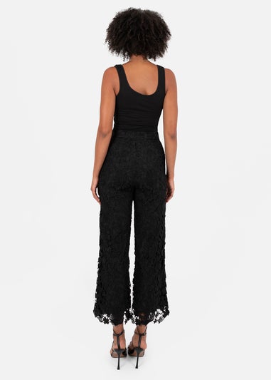 Lovedrobe Black Floral Lace Scalloped Hem Trousers