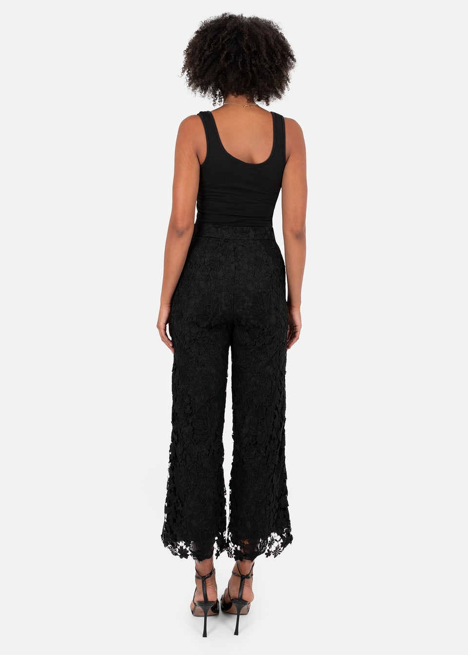 Lovedrobe Black Floral Lace Scalloped Hem Trousers
