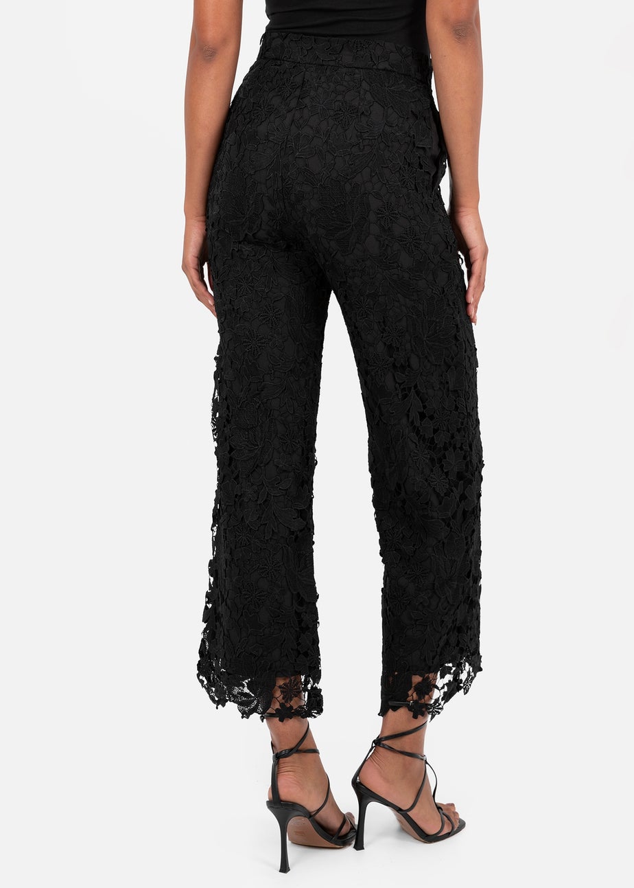 Lovedrobe Black Floral Lace Scalloped Hem Trousers
