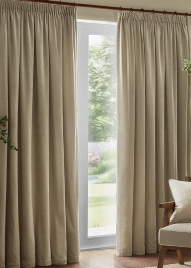 Yard Heavy Chenille Velvet Room Darkening Pencil Pleat Curtain Pair Linen