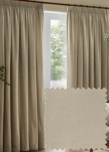 Yard Heavy Chenille Velvet Room Darkening Pencil Pleat Curtain Pair Linen