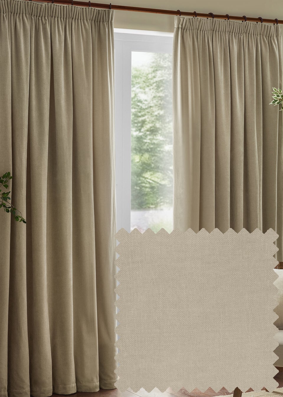 Yard Heavy Chenille Velvet Room Darkening Pencil Pleat Curtain Pair Linen