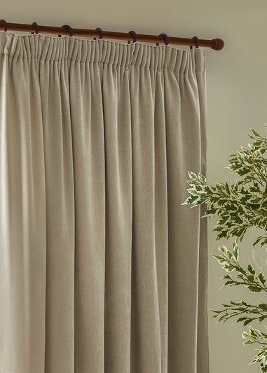 Yard Heavy Chenille Velvet Room Darkening Pencil Pleat Curtain Pair Linen