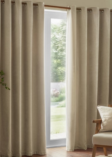 Yard Heavy Chenille Velvet Room Darkening Eyelet Curtain Pair Linen