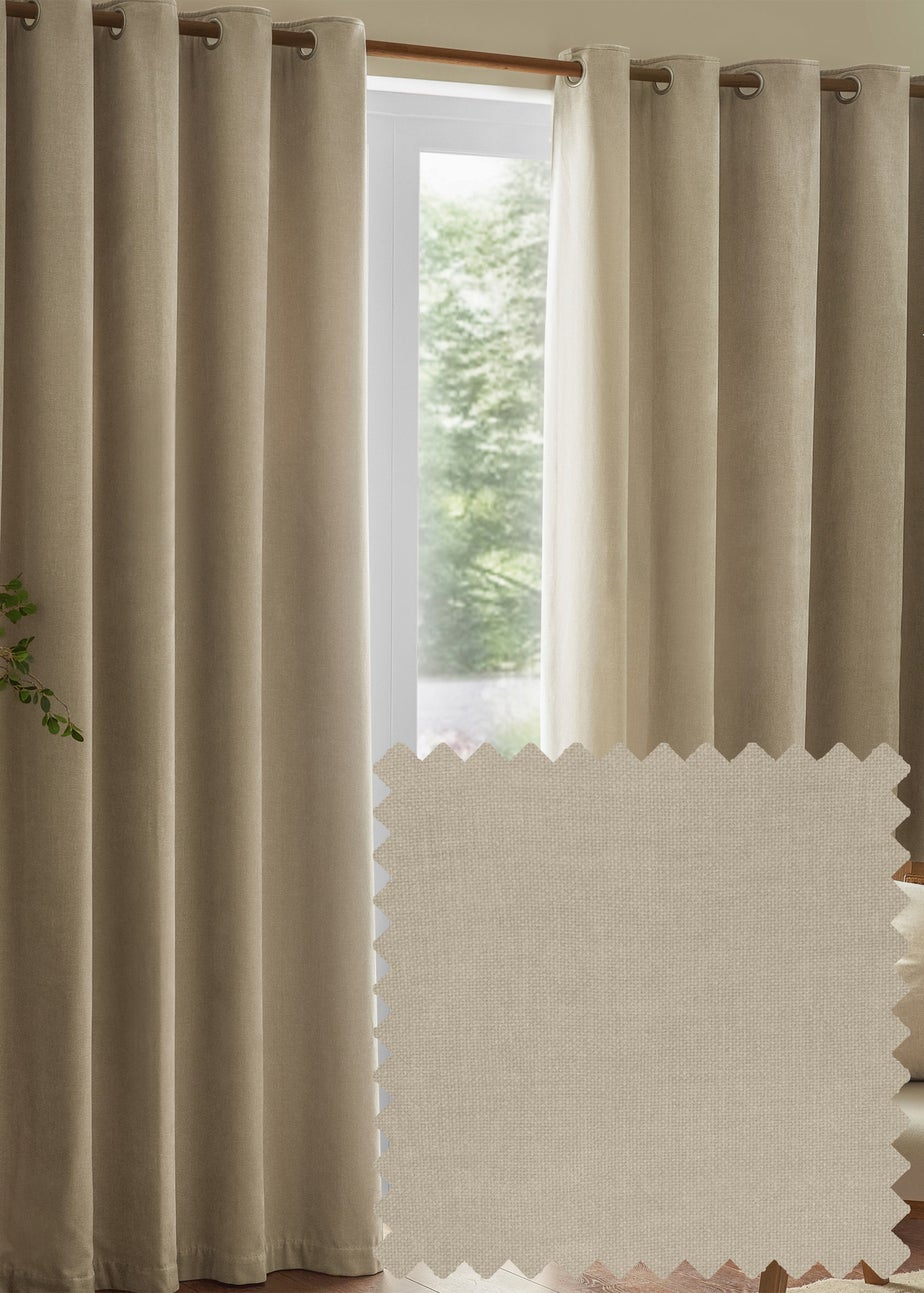 Yard Heavy Chenille Velvet Room Darkening Eyelet Curtain Pair Linen