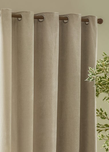 Yard Heavy Chenille Velvet Room Darkening Eyelet Curtain Pair Linen