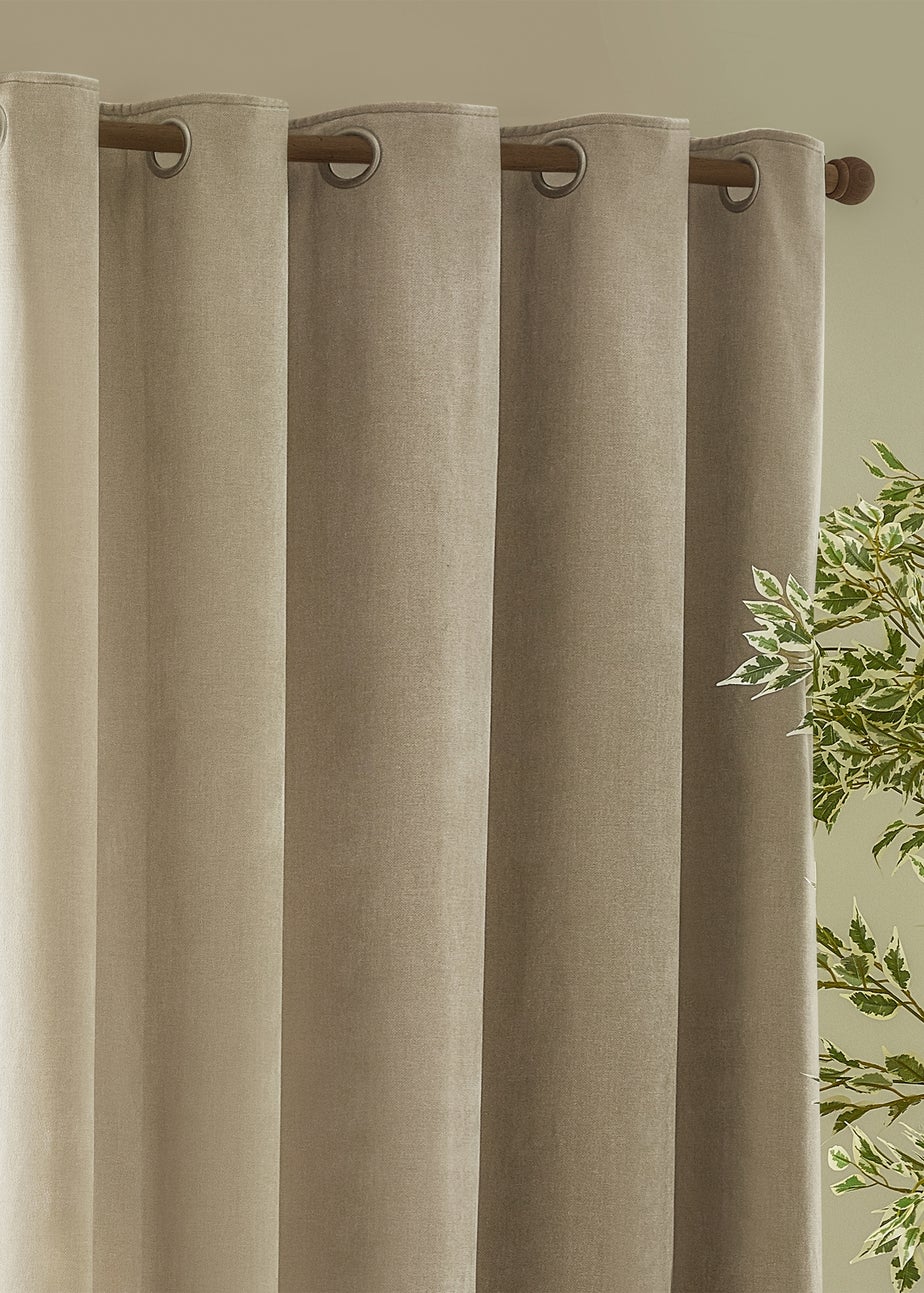 Yard Heavy Chenille Velvet Room Darkening Eyelet Curtain Pair Linen