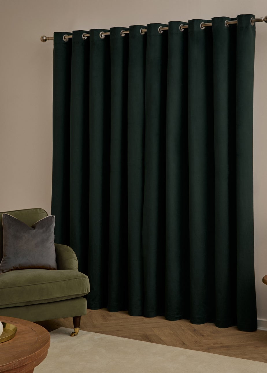 Furn The Ultimate Velvet Blackout Eyelet Curtain Pair Black
