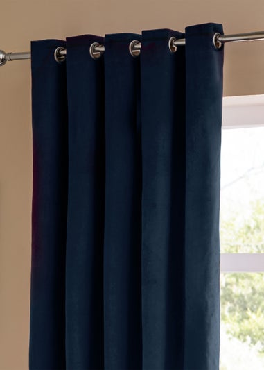 Furn The Ultimate Velvet Blackout Eyelet Curtain Pair Royal
