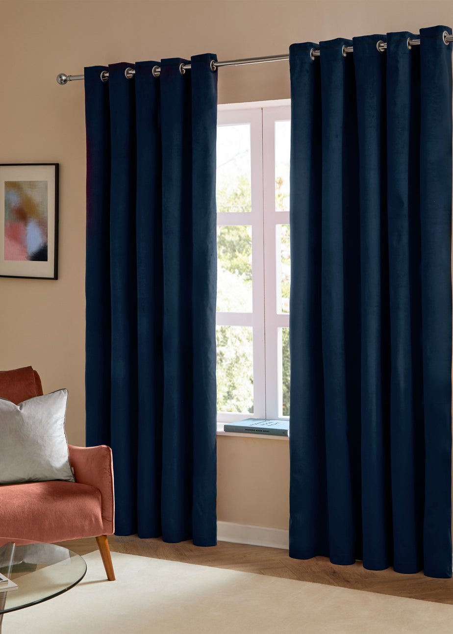 Furn The Ultimate Velvet Blackout Eyelet Curtain Pair Royal