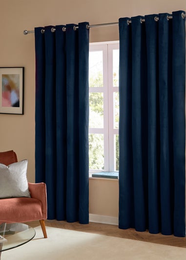 Furn The Ultimate Velvet Blackout Eyelet Curtain Pair Royal