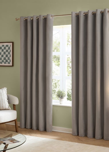 Furn The Ultimate Velvet Blackout Eyelet Curtain Pair Silver