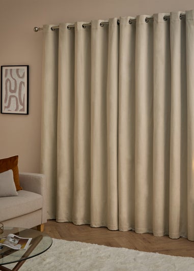 Furn The Ultimate Velvet Blackout Eyelet Curtain Pair Natural