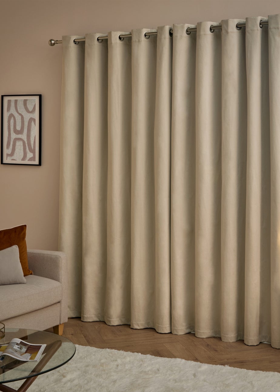 Furn The Ultimate Velvet Blackout Eyelet Curtain Pair Natural