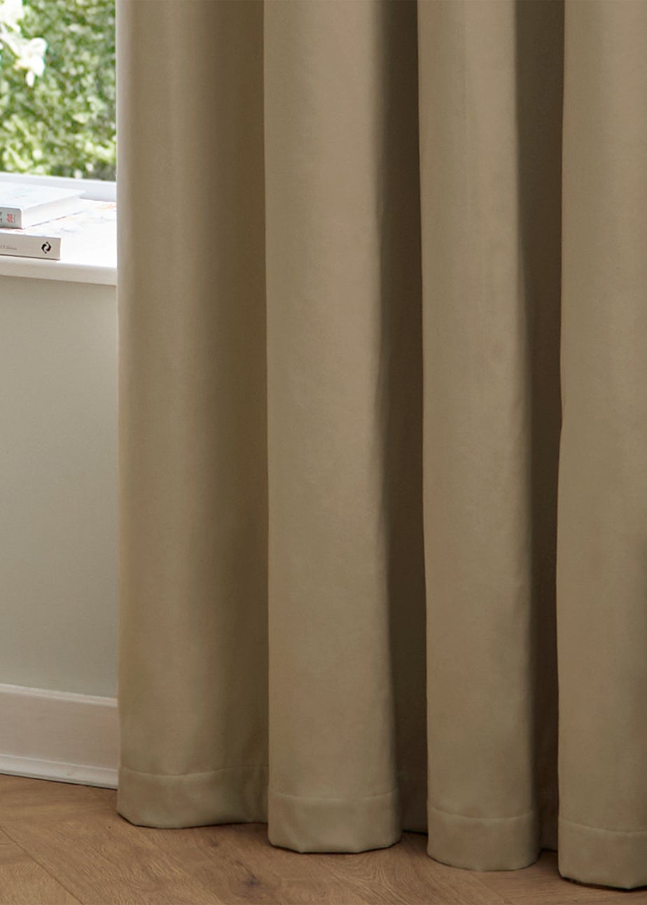 Furn The Ultimate Velvet Blackout Eyelet Curtain Pair Mocha