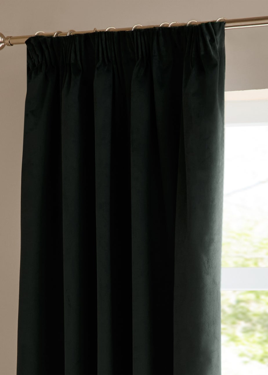 Furn The Ultimate Velvet Blackout Pencil Pleat Curtain Pair Black