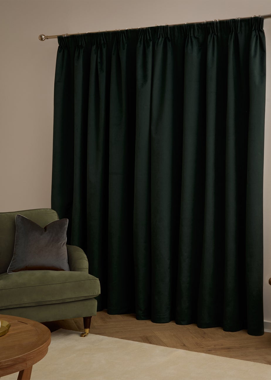 Furn The Ultimate Velvet Blackout Pencil Pleat Curtain Pair Black
