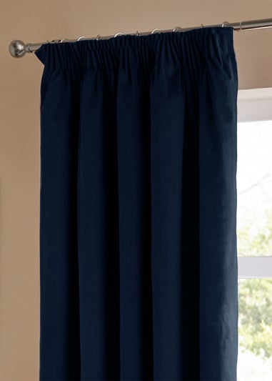 Furn The Ultimate Velvet Blackout Pencil Pleat Curtain Pair Royal