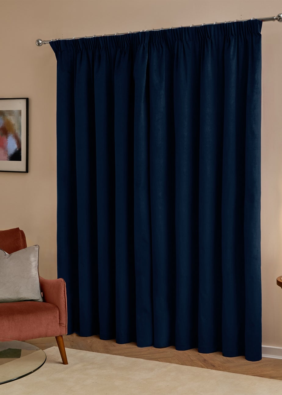 Furn The Ultimate Velvet Blackout Pencil Pleat Curtain Pair Royal