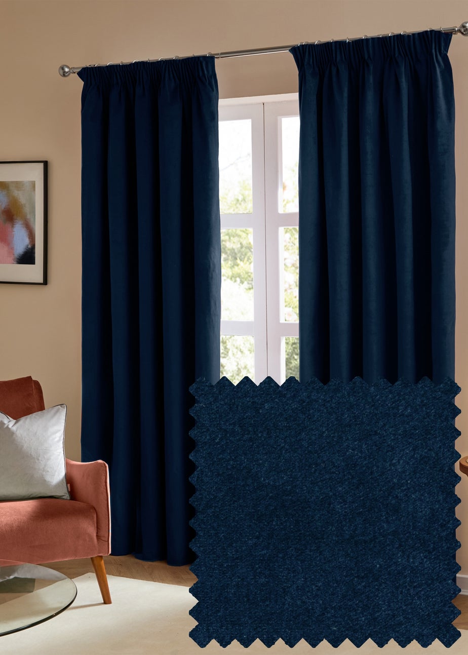 Furn The Ultimate Velvet Blackout Pencil Pleat Curtain Pair Royal