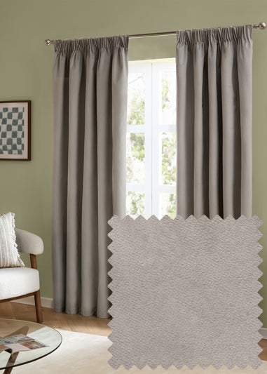 Furn The Ultimate Velvet Blackout Pencil Pleat Curtain Pair Silver