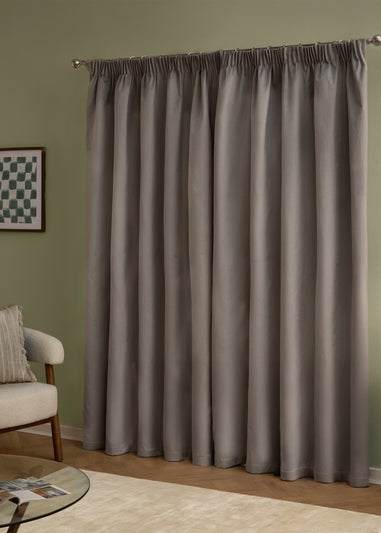 Furn The Ultimate Velvet Blackout Pencil Pleat Curtain Pair Silver
