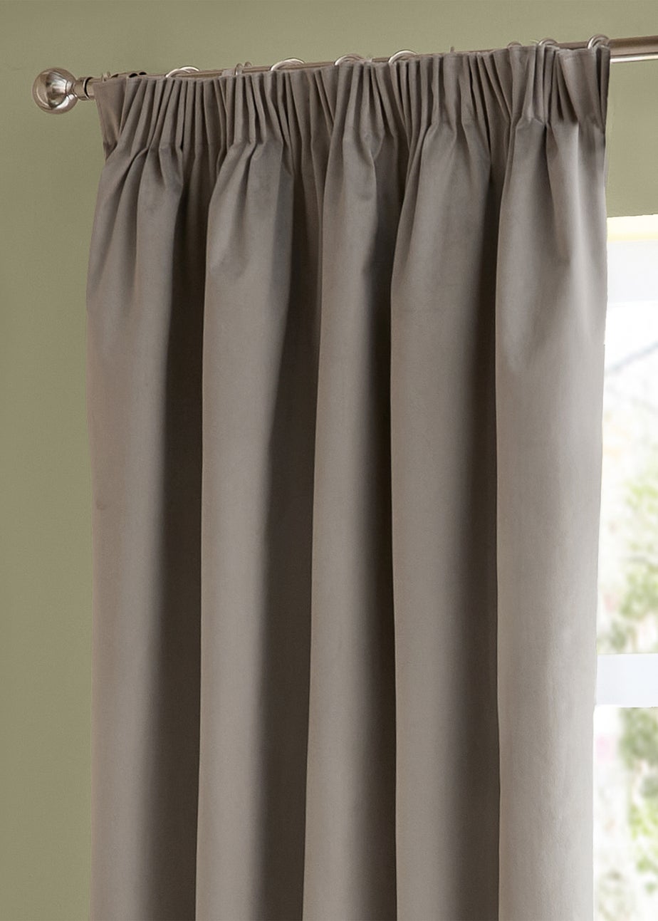 Furn The Ultimate Velvet Blackout Pencil Pleat Curtain Pair Silver