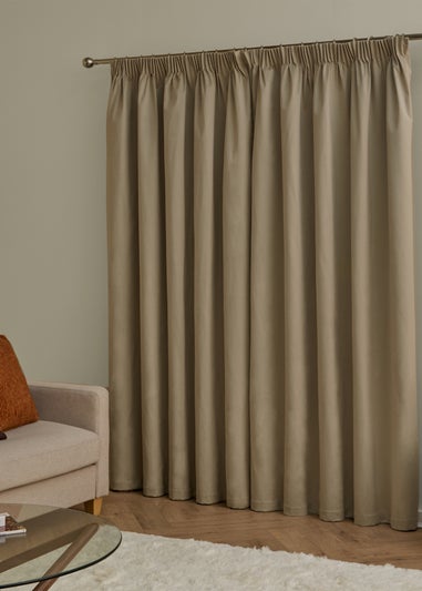 Furn The Ultimate Velvet Blackout Pencil Pleat Curtain Pair Mocha
