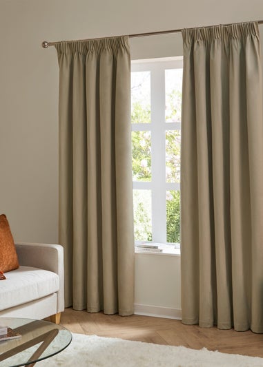 Furn The Ultimate Velvet Blackout Pencil Pleat Curtain Pair Mocha