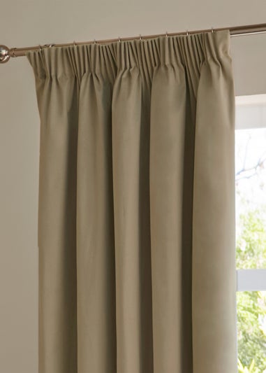 Furn The Ultimate Velvet Blackout Pencil Pleat Curtain Pair Mocha