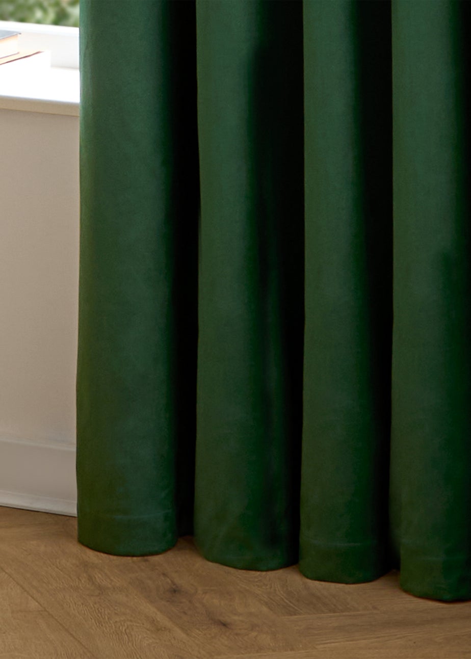 Furn The Ultimate Velvet Blackout Pencil Pleat Curtain Pair Emerald