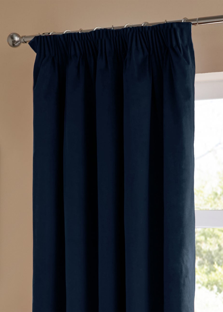 Furn The Ultimate Velvet Room Darkening Pencil Pleat Curtain Pair Royal