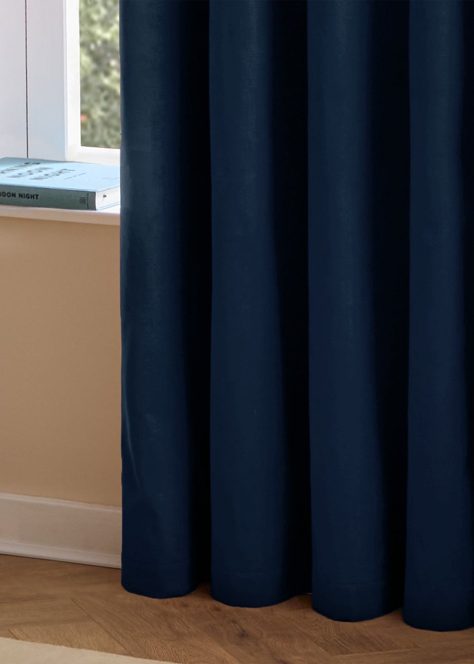 Furn The Ultimate Velvet Room Darkening Pencil Pleat Curtain Pair Royal