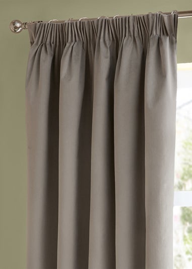 Furn The Ultimate Velvet Room Darkening Pencil Pleat Curtain Pair Silver